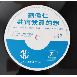 劉偉仁 其實我真的想 1991 Hong Kong Promo 12" Single EP Vinyl LP 45轉單曲 電台白版碟香港版黑膠唱片 *READY TO SHIP from Hong Kong***